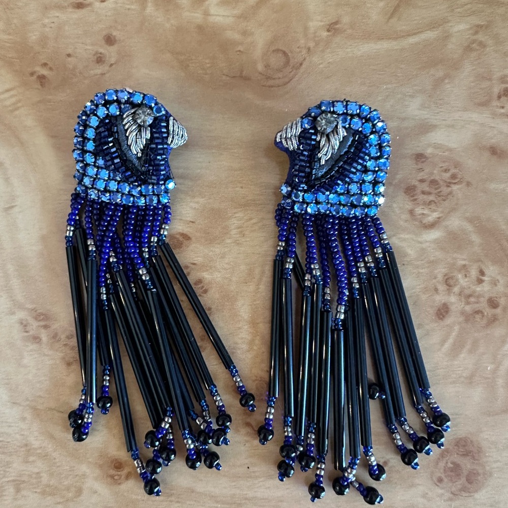 Stunning Blue Beaded Earrings